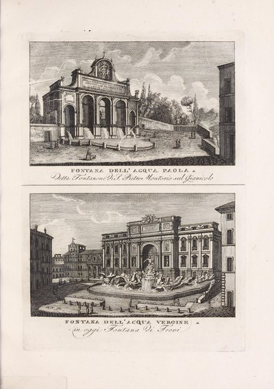Illustrasjon hentet fra boken Raccolta di vedute antiche e moderne della città di Roma e sue vicinanze av ukjent forfatter og utgitt av Presso Piale neg.e di stampe a S. Carlo al Corso (it, 1816) de Unbekannt