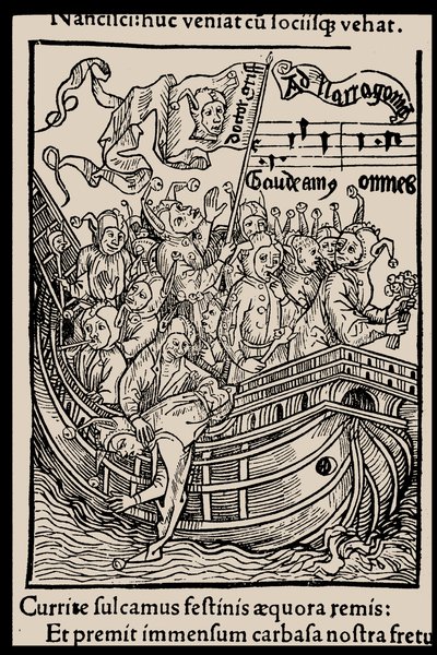 Ilustração do livro Ship of Fools, de Sebastian Brant, 1497. de Unbekannt