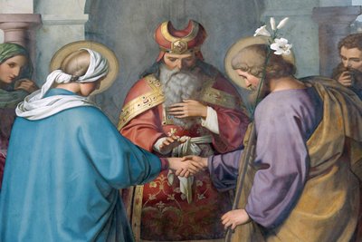 Catedral Imperial de Speyer. Pinturas de Schraudolph. José e Maria. Casamento, Speyer, Alemanha de Unbekannt