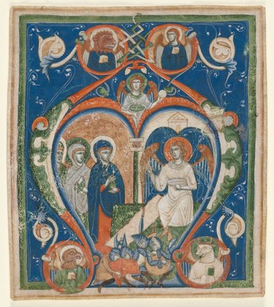 Inicial A [ngelus Domini descendit] de um Antifonário: As Três Marias no Túmulo, c1280-1300. de Unbekannt