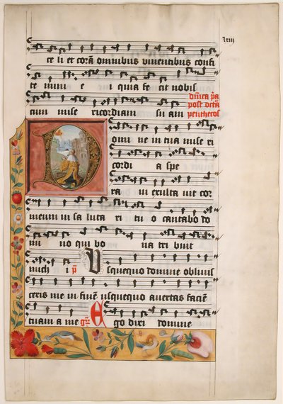 D inicial com o Rei David, de um Gradual Cisterciense, ca. 1524. de Unbekannt