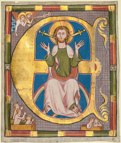 E inicial de um livro de leis municipal: O último julgamento, c. 1330 de Unbekannt