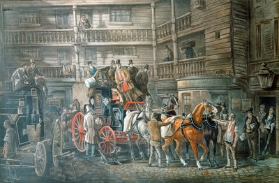 Estaleiro Inn, com, treinador correio, preparar, saída, c1840 de Unbekannt