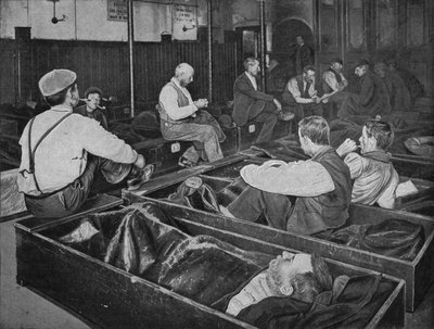Dentro do abrigo para desabrigados do Medland Hall, Ratcliff, Londres, c1900 1901 de Unbekannt