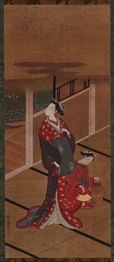 Interior: A Yujo and an Attendant Heating Water, Edo period, 1615-1868. de Unbekannt