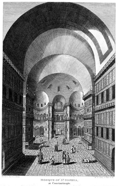Interior de Hagia Sophia, Constantinopla, gravura, 1815 de Unbekannt