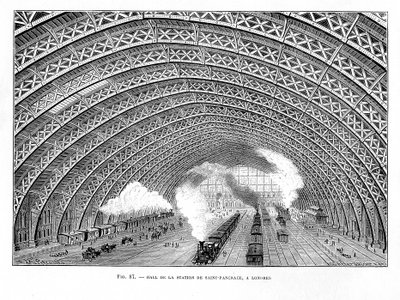 Interior da Estação Ferroviária St Pancras, Londres, 1865 de Unbekannt
