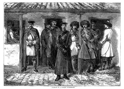 Interior de uma guarita russa, Guerra da Criméia, 1855 de Unbekannt