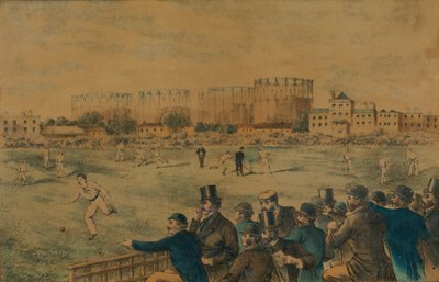 Partida internacional de críquete no Kennington Oval, final do século XIX. de Unbekannt