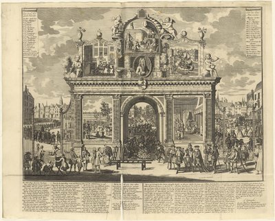 Esquemas de investimento: Arco memorial erguido no local do enterro dos acionistas em ruínas, 1720. de Unbekannt