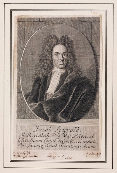 Jacob Leupold, físico e engenheiro mecânico alemão, c 1700 de Unbekannt