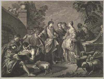 Jacob chega à Mesopotâmia, século XVIII. de Unbekannt