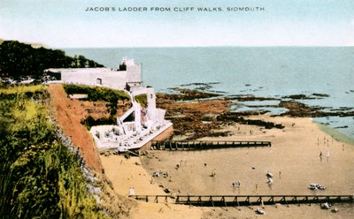 Jacobs Ladder, como visto de Cliff Walks, Sidmouth, Devon, início do século XX de Unbekannt