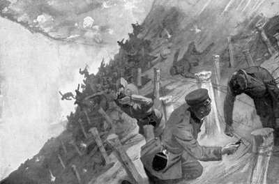 Tropas japonesas massacradas atravessando arame farpado russo, Guerra Russo-Japonesa, 1904-5 de Unbekannt