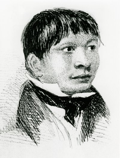 Jemmy Button, o fuegiano adotado pela expedição de Fitzroy, como ele apareceu em 1833 1839 de Unbekannt