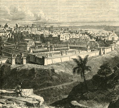 Jerusalém na época de Jesus Cristo, mostrando o templo restaurado por Herodes, o Grande, 1890. de Unbekannt