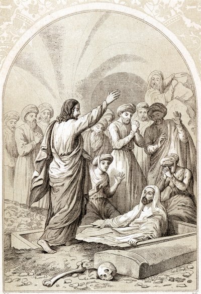 Jesus levantando Lázaro da tumba, c1880 de Unbekannt