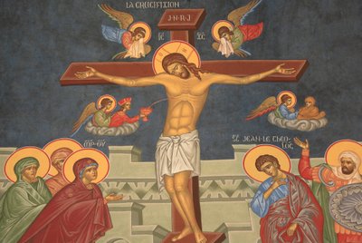 A crucificação de Jesus. Igreja ortodoxa de Saint-Antoine-le-Grand Saint-Laurent-en-Royans França de Unbekannt