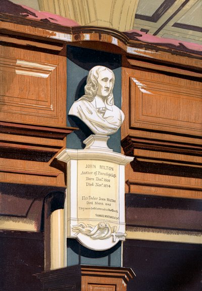 John Miltons monumento, St Giless Igreja, Cripplegate, Londres, c1850 de Unbekannt