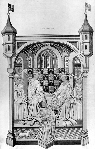 John Talbot, conde de Shrewsbury, apresentando um livro a Margaret of Anjou, c1445, 1910 de Unbekannt