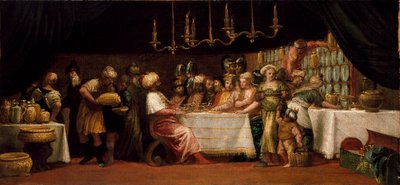 Judith banqueteada por Holofernes, século XVI de Unbekannt