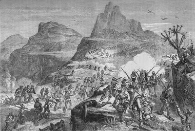 Guerra Kaffir - atacando uma posição nativa, c1880 de Unbekannt