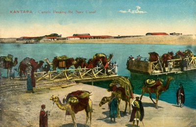 Kantara - camelos passando pelo canal de Suez, c1918-c1939. de Unbekannt