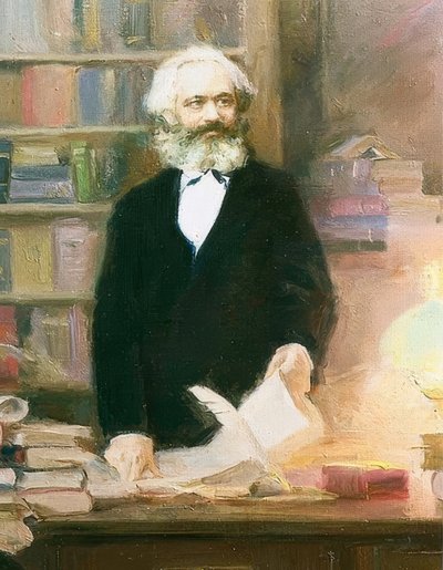 Karl Marx em seu estudo. Por volta de 1875 de Unbekannt