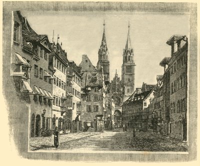 Karolinen-Strasse e Igreja de São Lourenço, Nuremberg, 1890. de Unbekannt