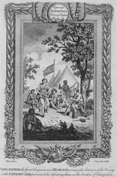 Rei Alfred, o Grande, disfarçado de músico, vendo a Situação do Inimigo, c1787 de Unbekannt
