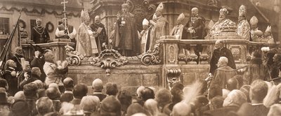 Rei Carlos IV, prestando juramento de coroação em Budapeste, em 30 de dezembro de 1916, 1916. de Unbekannt