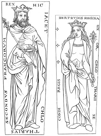 Rei Clotaire II 584-629 e Bertude 575-604, século XII 1849 de Unbekannt