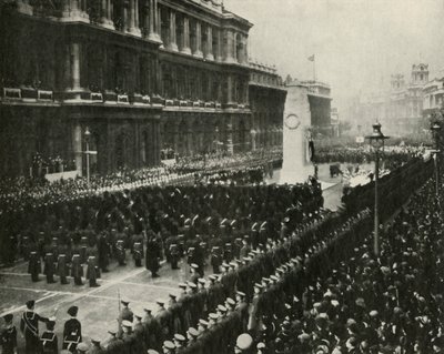 Rei George VI, participando da cerimônia do dia do armistício no Cenotaph, Whitehall, 11 de novembro de 1936, 1937. de Unbekannt