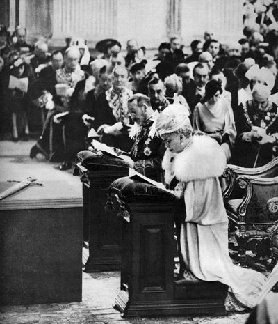 Rei George V e Queen Mary na Catedral de St Pauls, Serviço de Ação de Graças pelo Jubileu de Prata, 1935 de Unbekannt