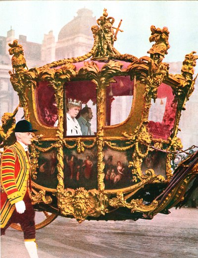 Rei George V e Queen Mary no histórico State Coach, c1935 de Unbekannt