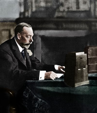 Rei George V transmitindo ao império no dia de Natal, Sandringham, 1935 de Unbekannt