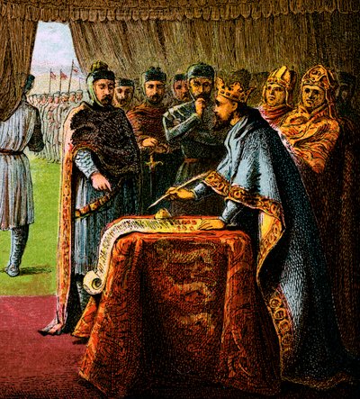 Carta do rei João e a Magna, 1215, c1850 de Unbekannt