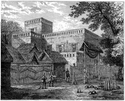 Palácio do rei Koffees, Coomassie, guerra de Ashanti, África, 1900 de Unbekannt
