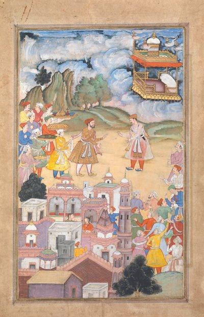 Rei Sal visita Kala Yavana, fólio dessa lenda que Hari Krishna, K. ೧೫೯೦- ೯೫. de Unbekannt