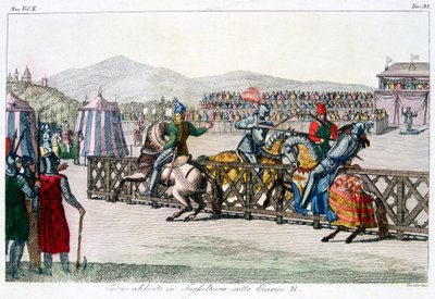 Cavaleiros que competem em um torneio, século XII, c1815 de Unbekannt