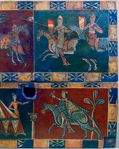 Cavaleiros a cavalo e rei com um falcão, século XII de Unbekannt