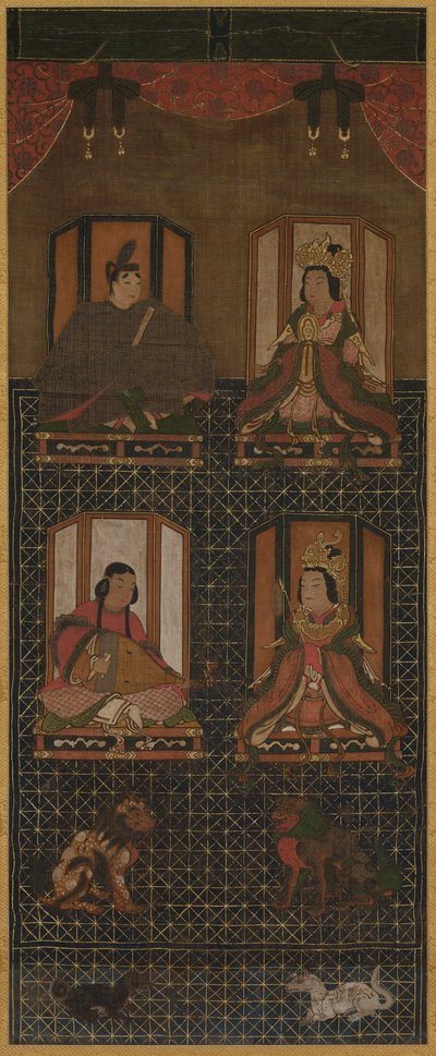 Koya Myojin Mandala das quatro deidades do Monte. Koya, século XVI. de Unbekannt