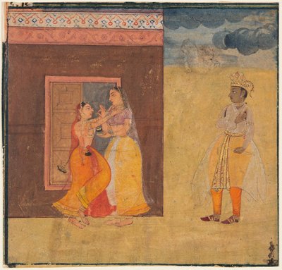 Krishna Abhisarika Nayika, de um manuscrito Rasikapriya, c. 1615-25. de Unbekannt