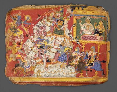 Krishna Combate os Exércitos do Demônio Naraka: Página de um Manuscrito Bhagavata Purana, ca. 1540. de Unbekannt