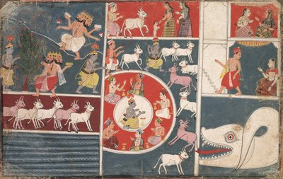 Krishna tocando flauta e outros episódios do Bhagavata Purana de Unbekannt Unbekannt