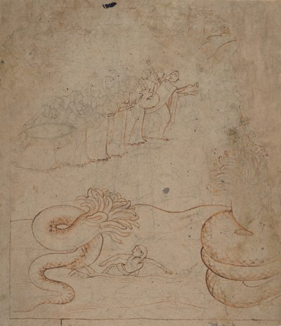 Krishna Subjuga a Serpente Kaliya no Rio Yamuna..., ca. 1780. de Unbekannt