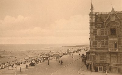 La Digue et la Plage, passeio marítimo e praia, c1900. de Unbekannt