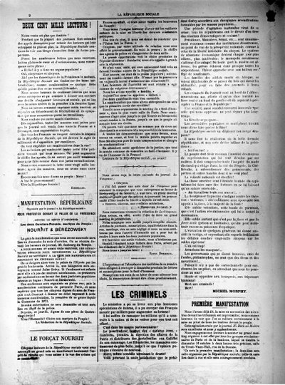 Jornal La Republique Sociale de 13 de outubro de 1881 de Unbekannt