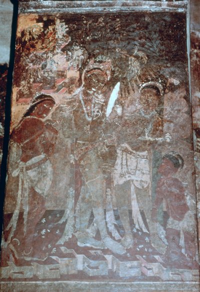 Senhora em seu banheiro, afresco da caverna, Ajanta, Índia. Século I-V. século 20 de Unbekannt