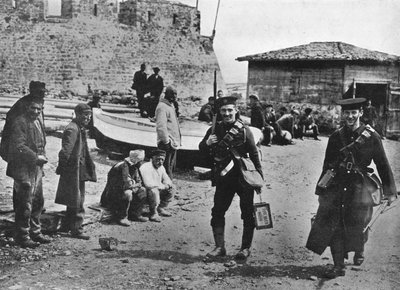 Partido de desembarque de fuzileiros navais durante a parte inicial das operações contra os Dardanelos, 1915 de Unbekannt